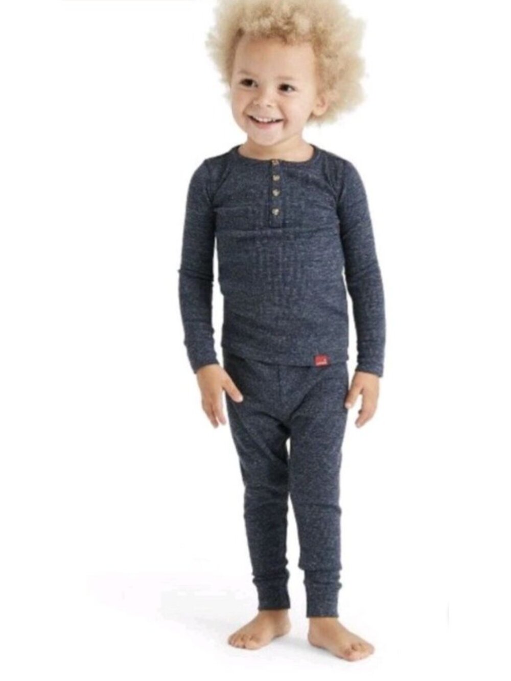 Levis X Target Toddler Boys 4T Knit Long Sleeve Henley Pants Pajama Set Blue
